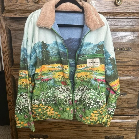 Ryoko Rain Reversible Valley of Flowers Work Jacket - Picture 1 of 5